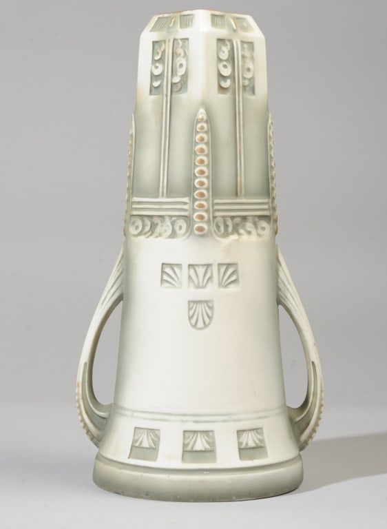 Early 20th C. Austrian Art Nouveau Vase: By Royal Wettina, designed by Robert Hanke, marked to underside, some minor scratching. H: approx. 12 7/8".