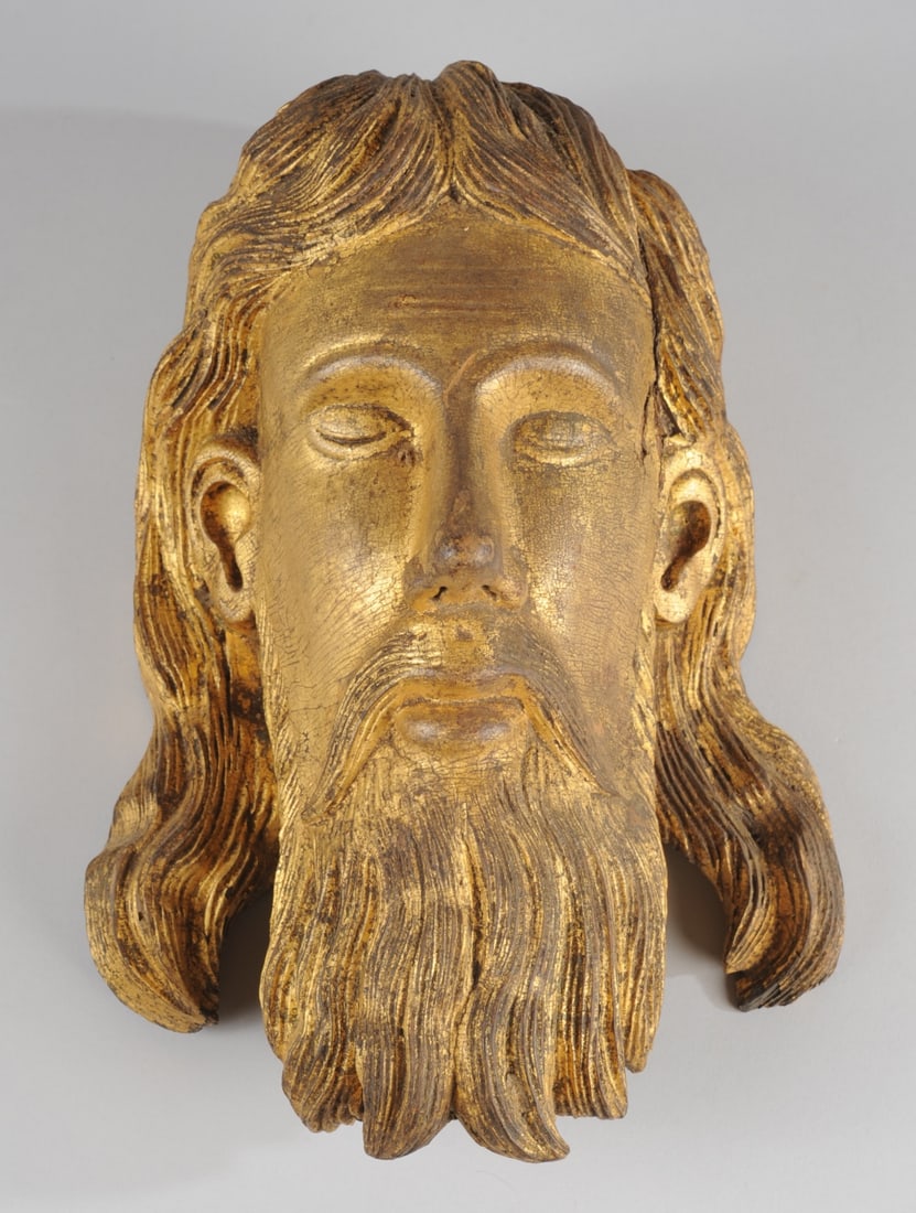 Early Carved Gilded Sculpture Head of Christ (1 of 8)