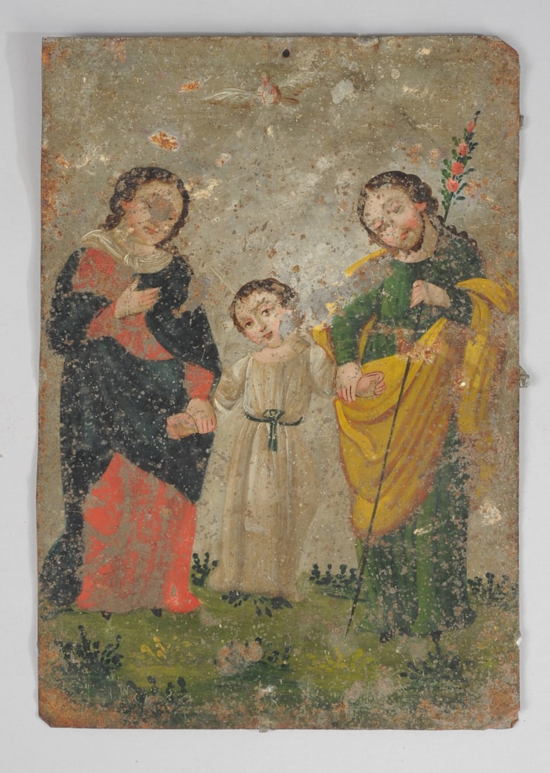 19th C. Mexican Retablo Painting, Sagrada Familia (1 of 3)