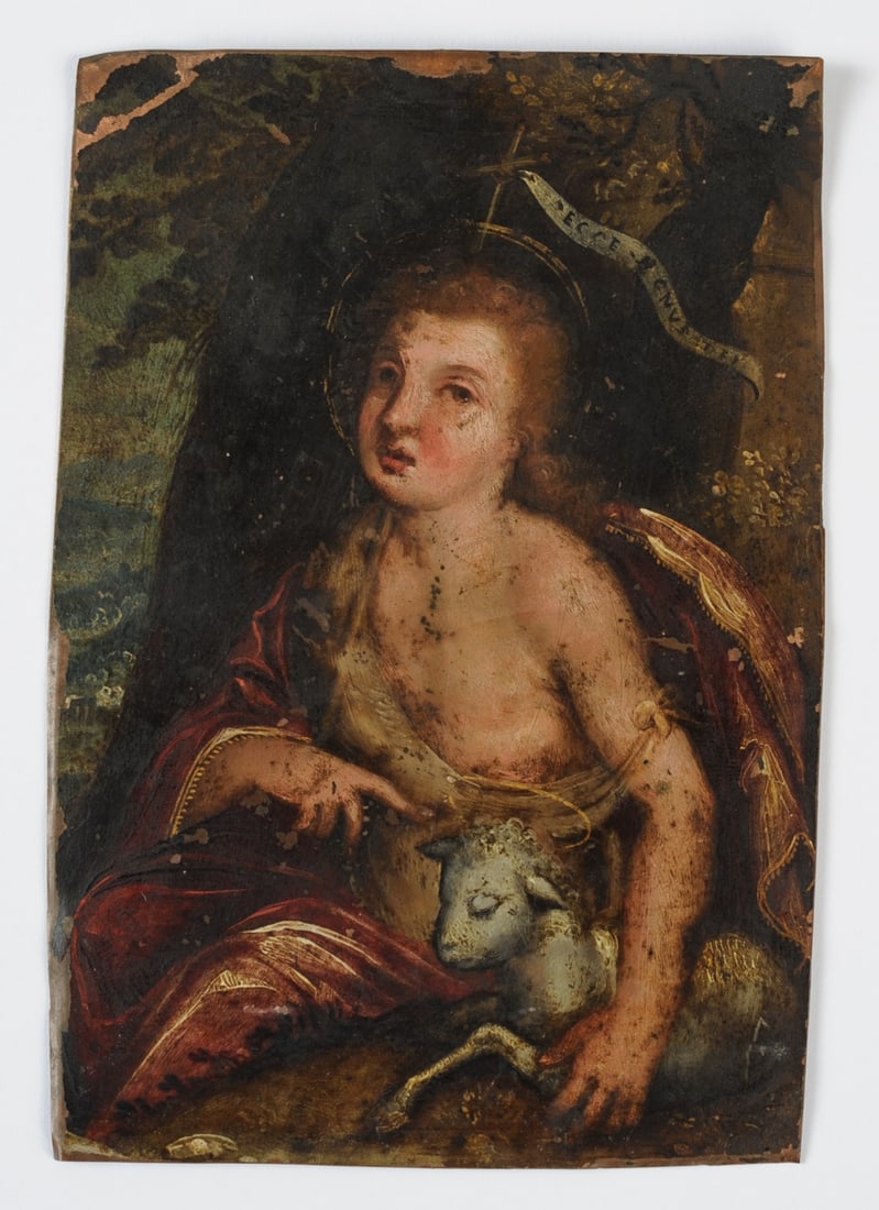 18th C. Spanish Colonial Retablo on Copper (1 of 3)