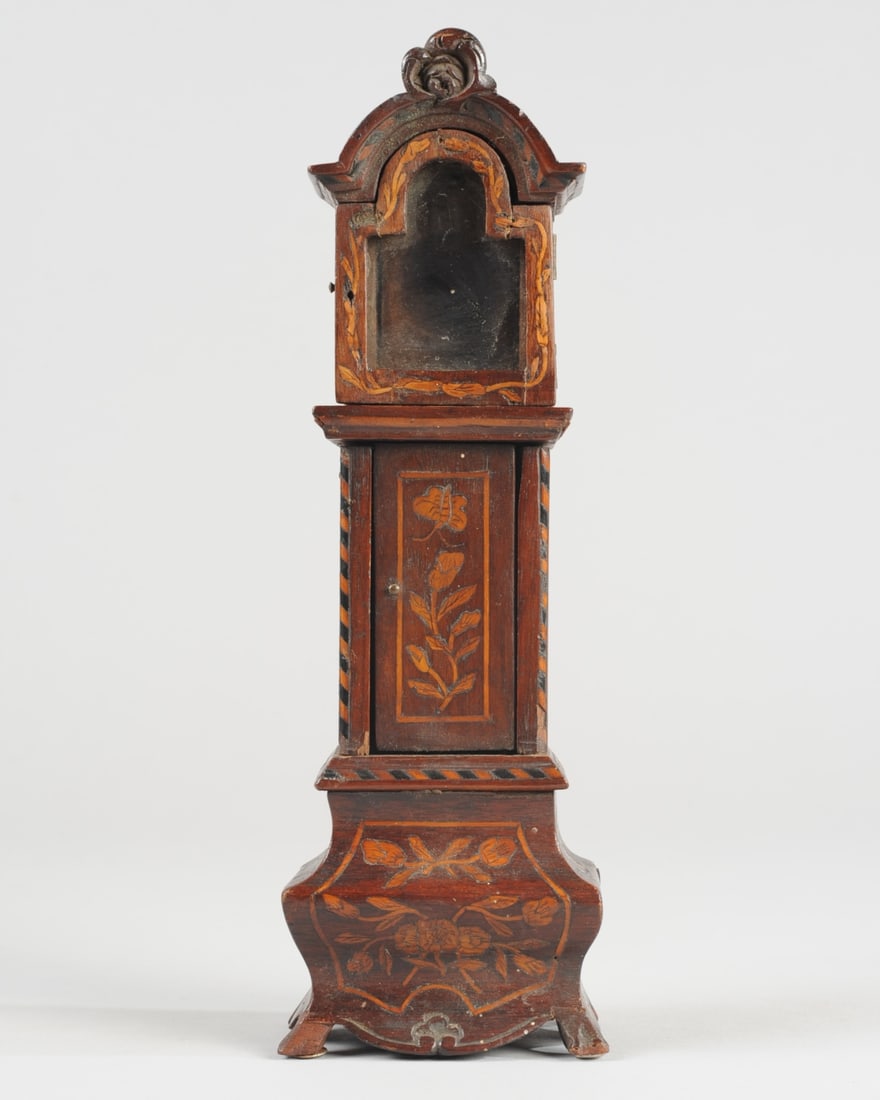 19th C. Dutch Marquetry Miniature Tall Case Clock (1 of 11)