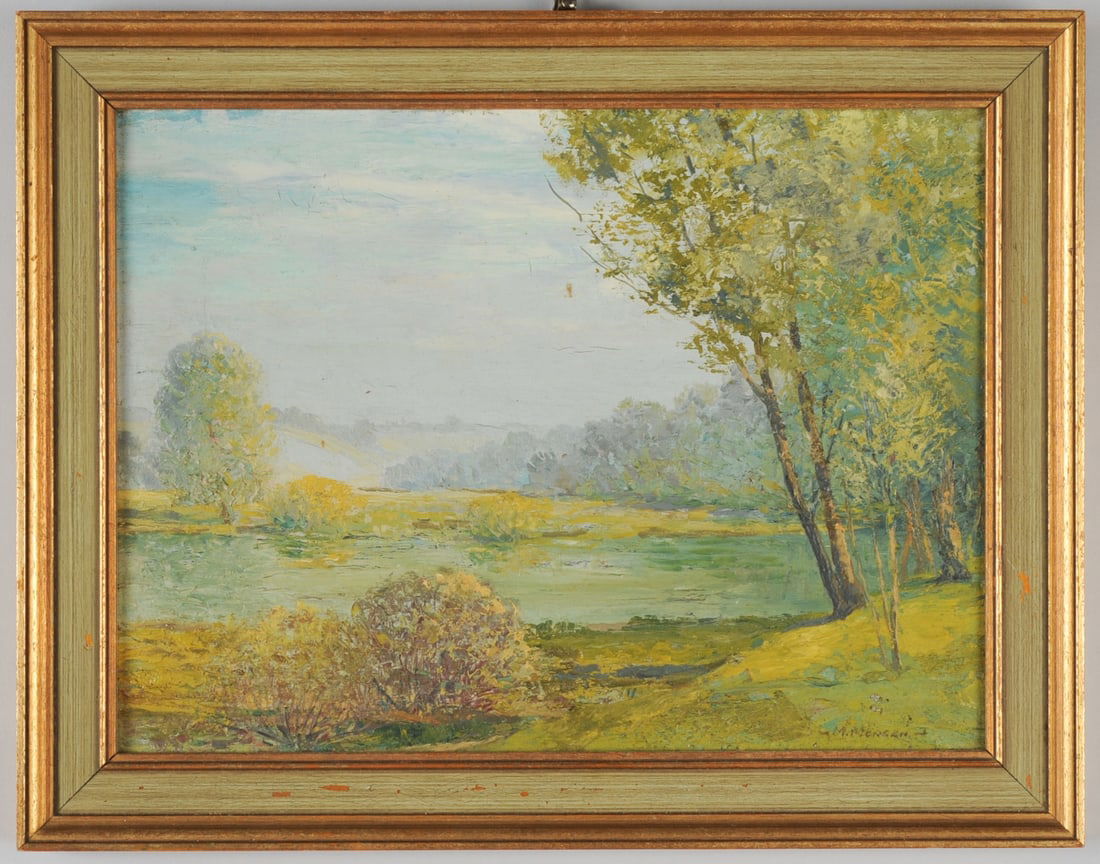 M. Morgan Oil Painting, Shenago River, Sharon Pa. (1 of 4)