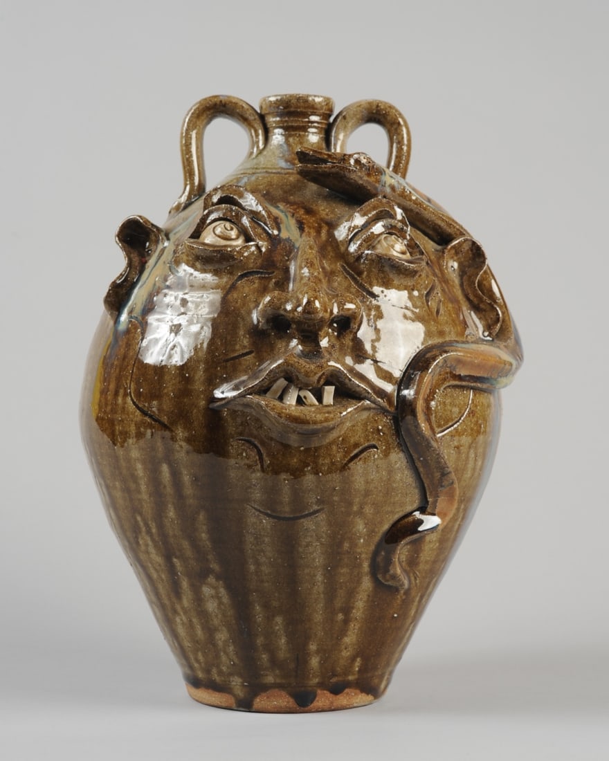 Kim Ellington 13" Face Jug w/ Snake (1 of 8)