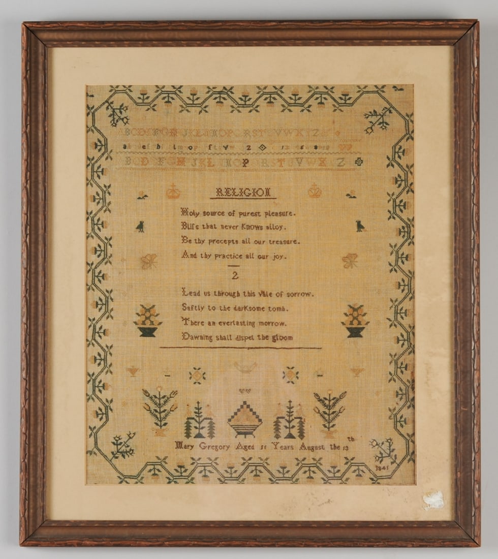 1841 Needlepoint sampler Mary Gregory Age 11 (1 of 4)