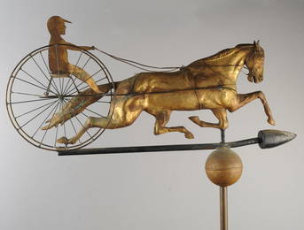 19th C. Horse & Sulky Copper Weathervane