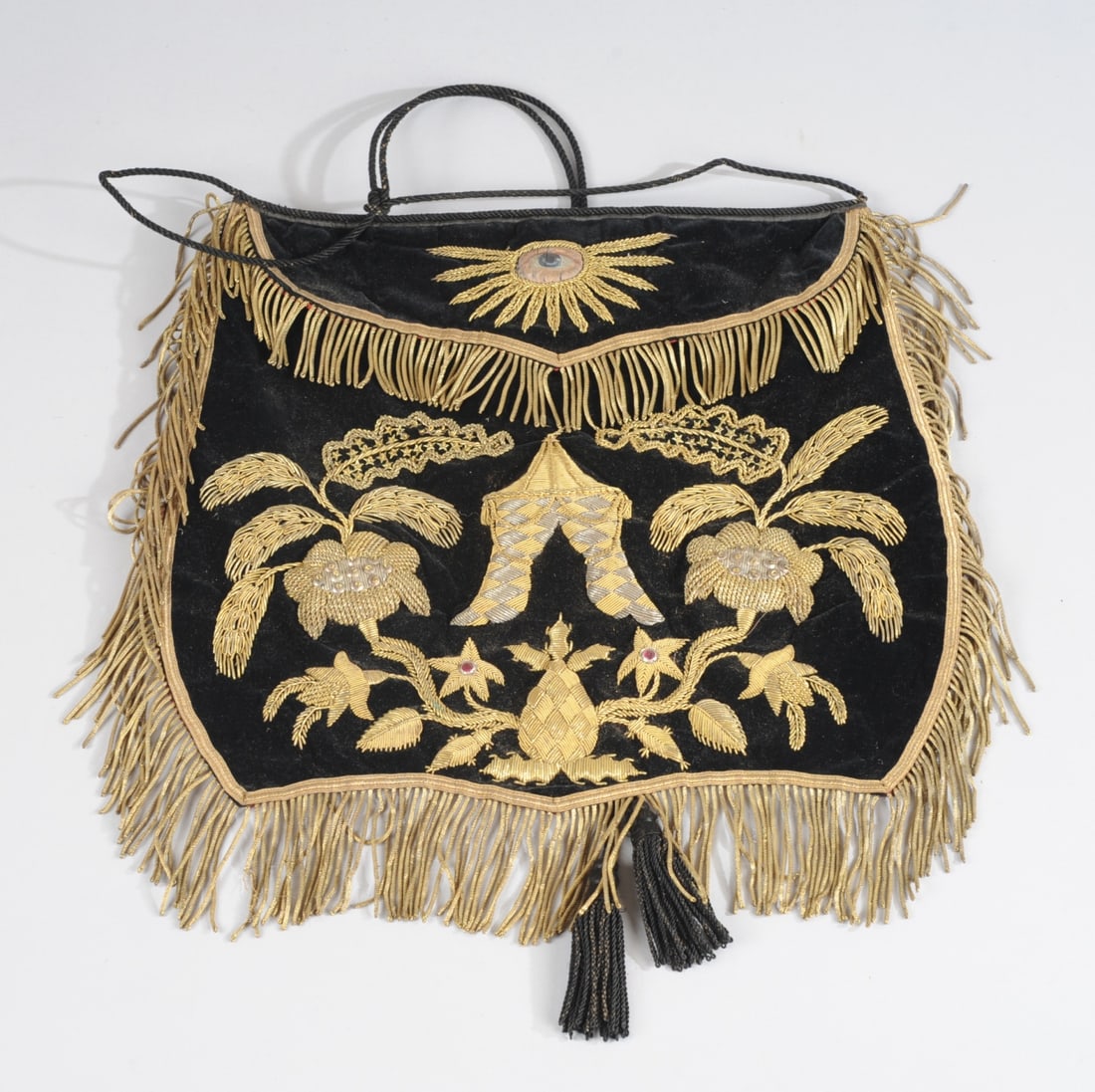 19th C. Odd Fellows Fraternal Gold Bullion Apron (1 of 9)