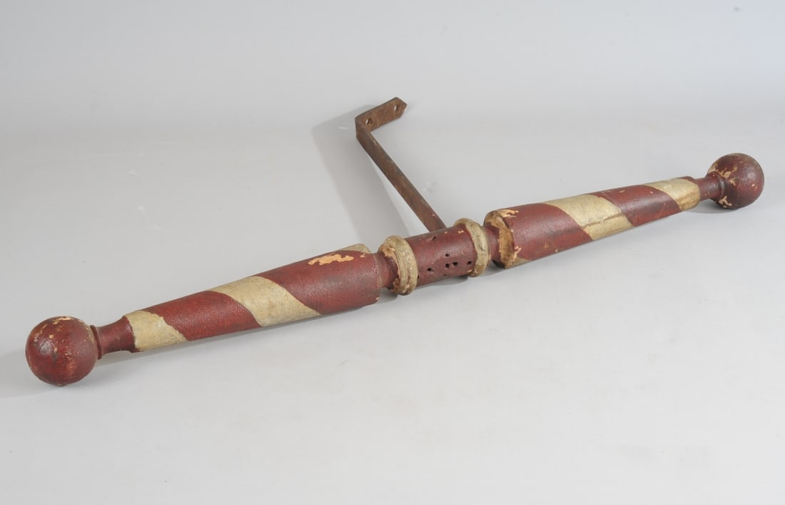 19th C. Painted Wood Barber Pole (1 of 10)