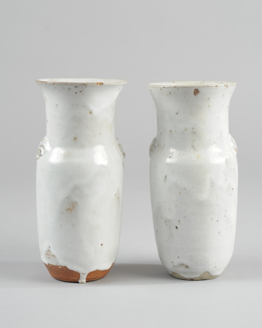 Two Jugtown Chinese White Dogwood Vases (1 of 9)