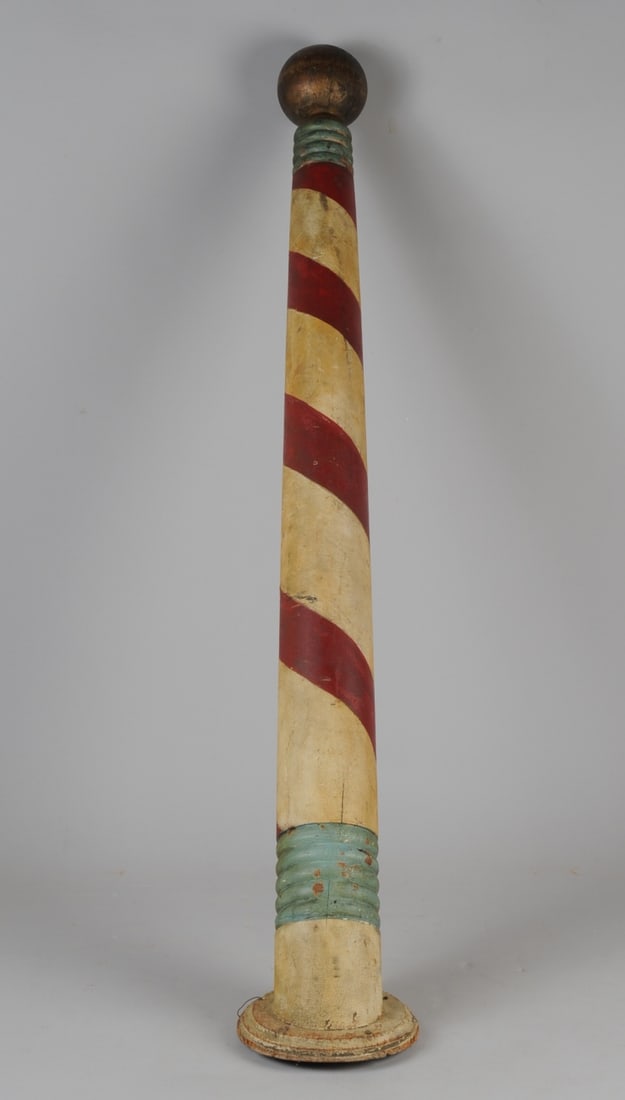 Antique Painted Wood Barber Pole (1 of 11)