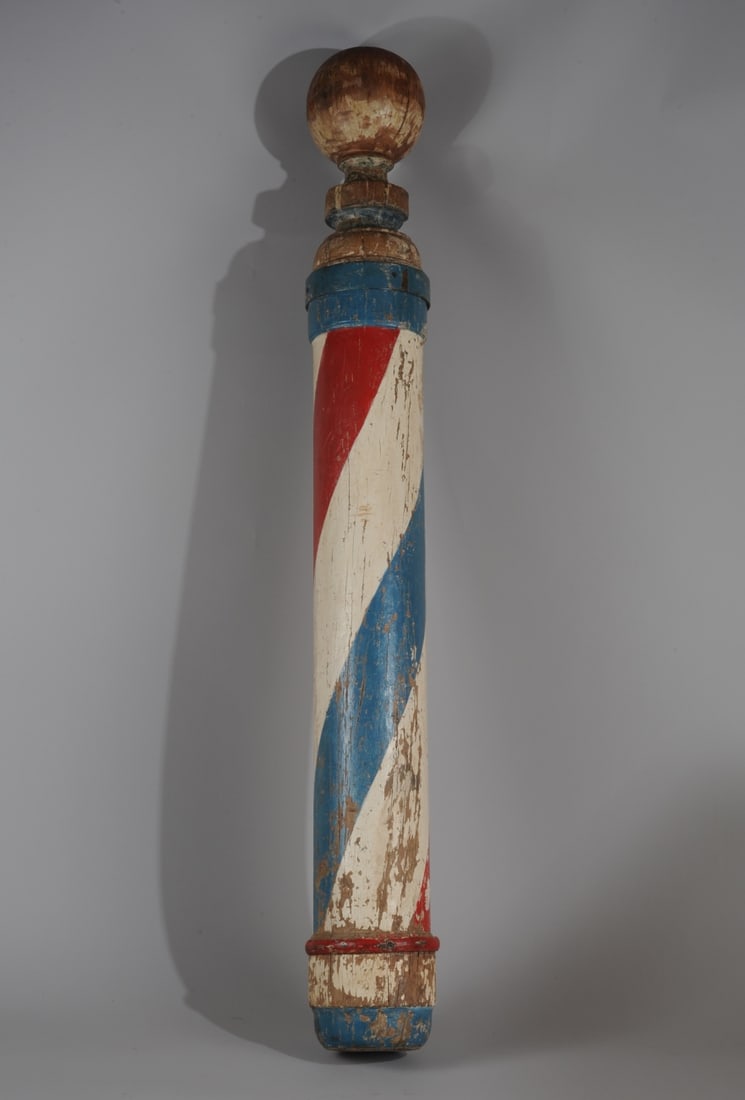 19th C. American Painted Wood Barber Pole (1 of 16)