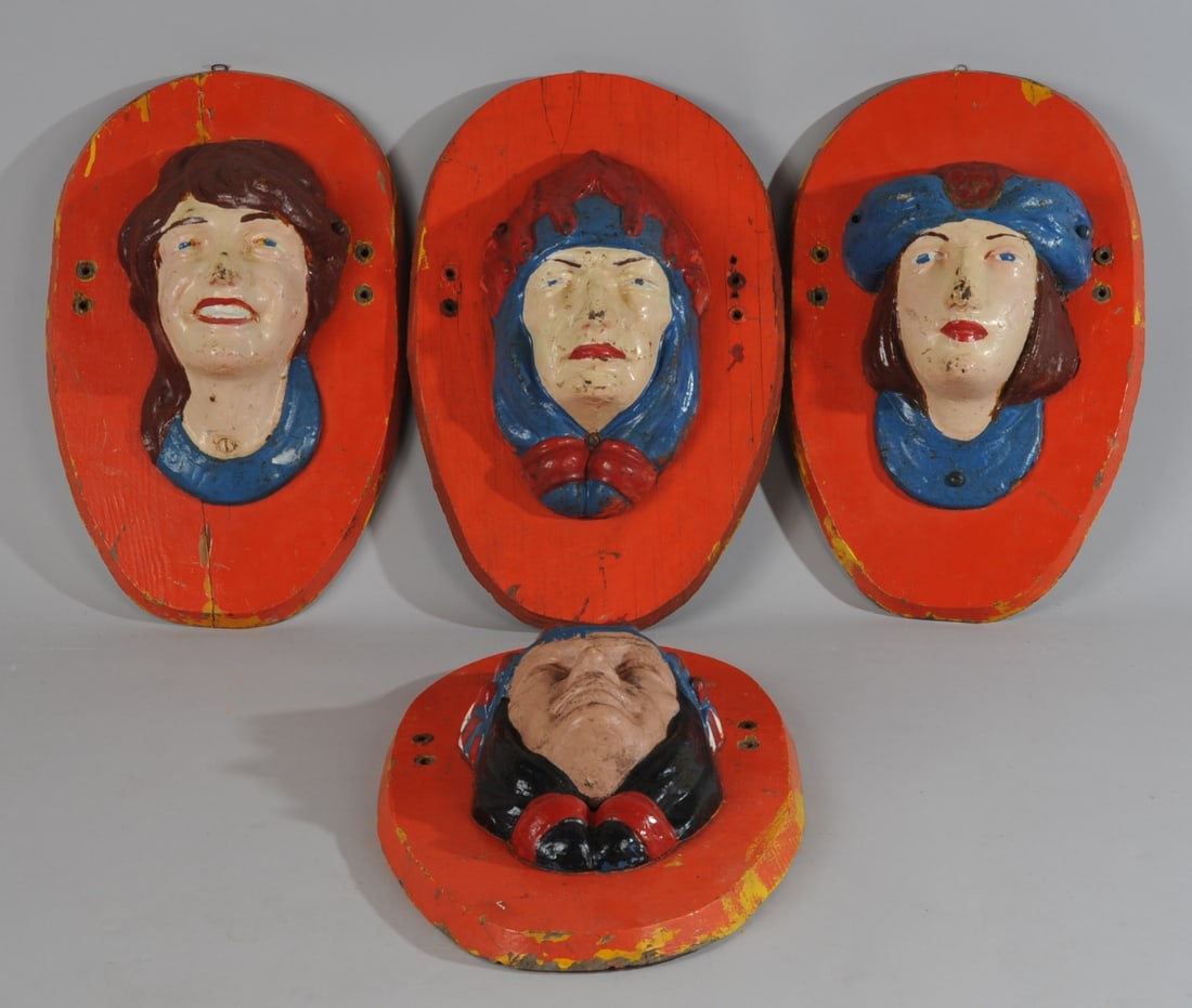 Set of 4 Allan Herschell Cast Iron Carousel Heads (1 of 7)