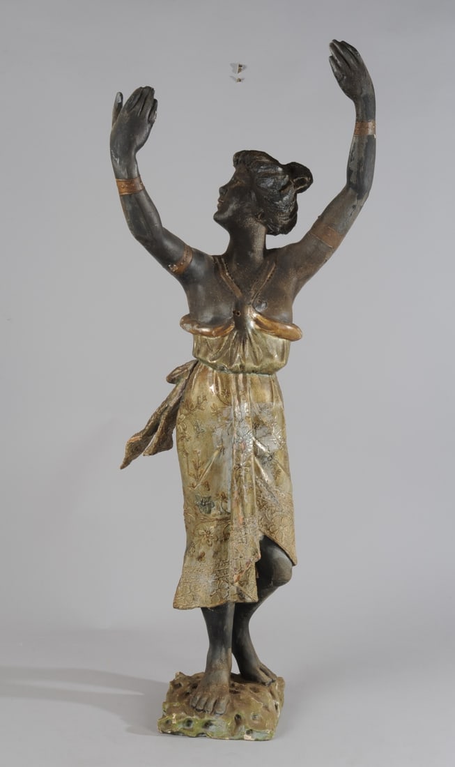 Art Nouveau Carved Wood Sculpture Dancing Woman (1 of 10)