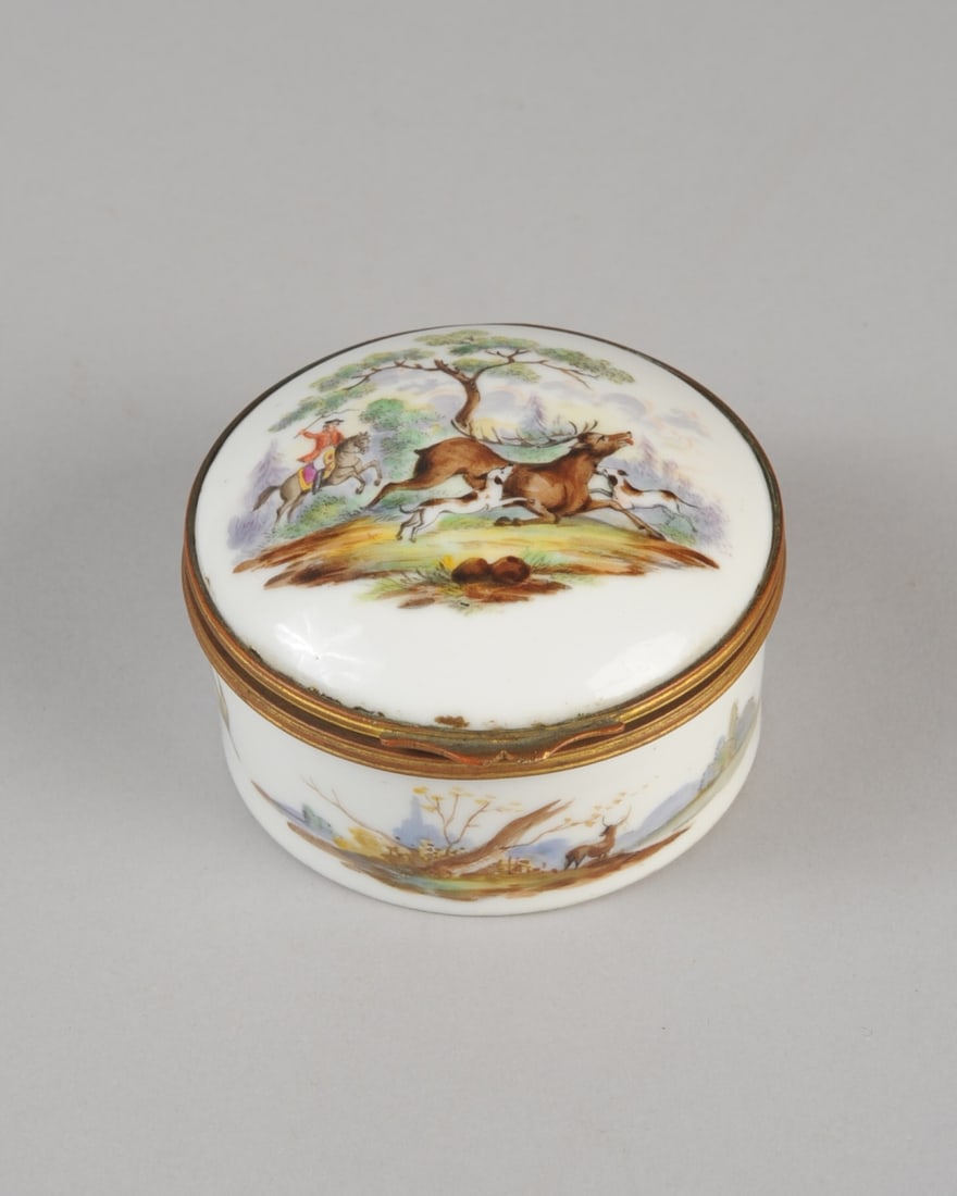 Antique Continental Porcelain Box w/ Hunt Scenes (1 of 6)