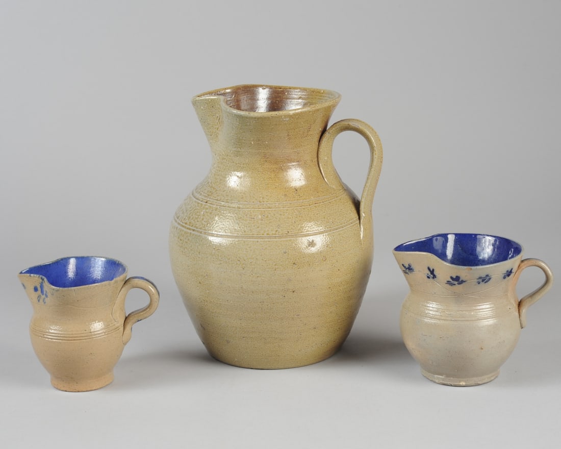 3 Jugtown Ware Salt Glaze Stoneware Pitchers (1 of 8)