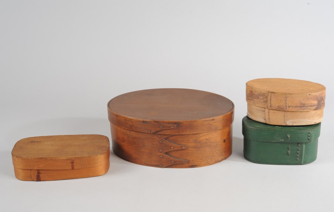 19th C. Oval Shaker Pantry Box + 2 Tine Boxes +1 (1 of 12)
