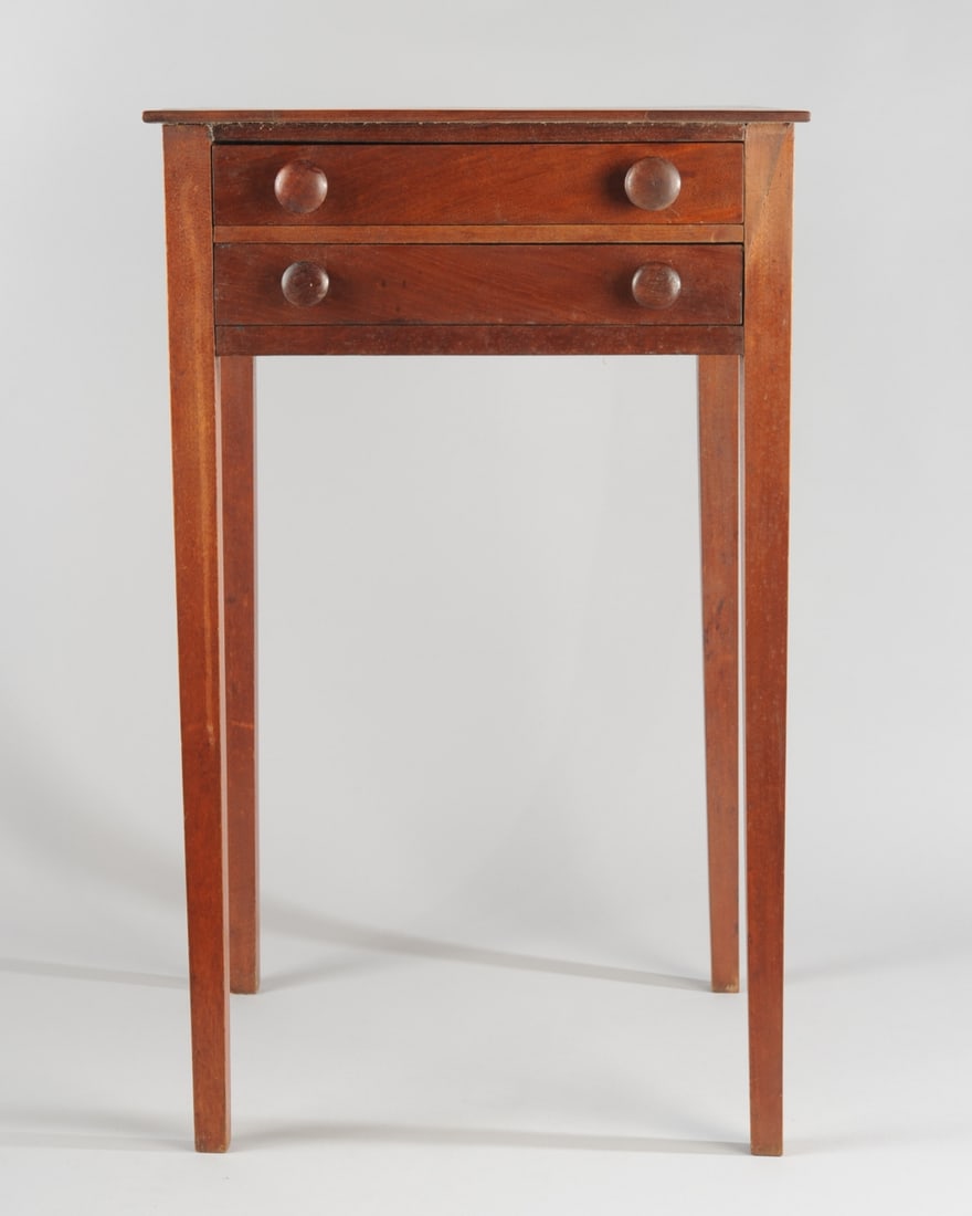 Early 19th C. New England 2-Drawer Work Table (1 of 8)