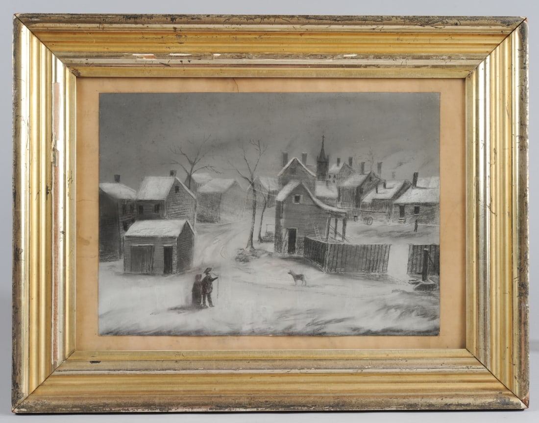 19th C American School Sandpaper Painting Brooklyn (1 of 7)