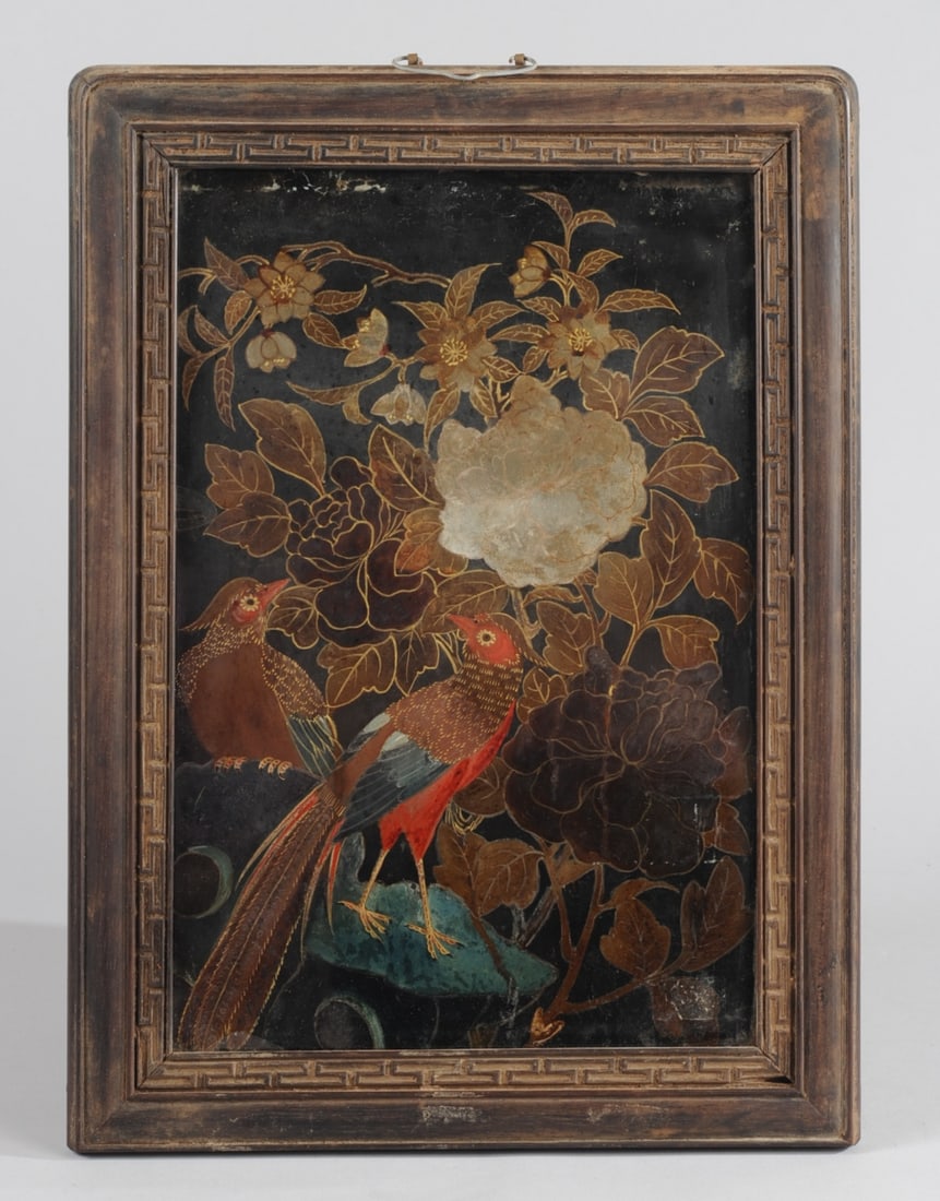 19th C. Chinese Bird & Flower Reverse Painting (1 of 4)