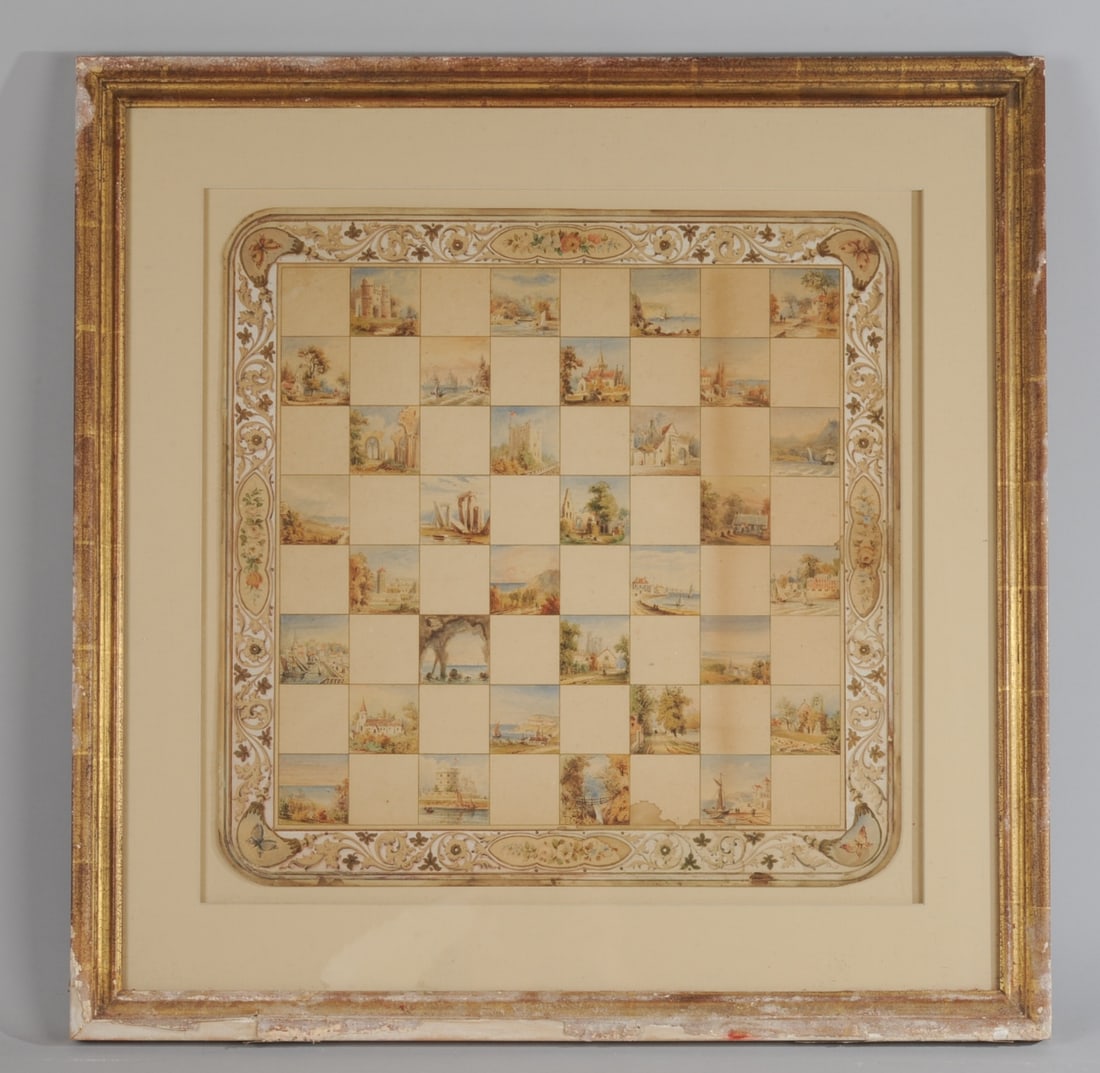 1861 Hand Painted Watercolor Scenic Game Board (1 of 20)