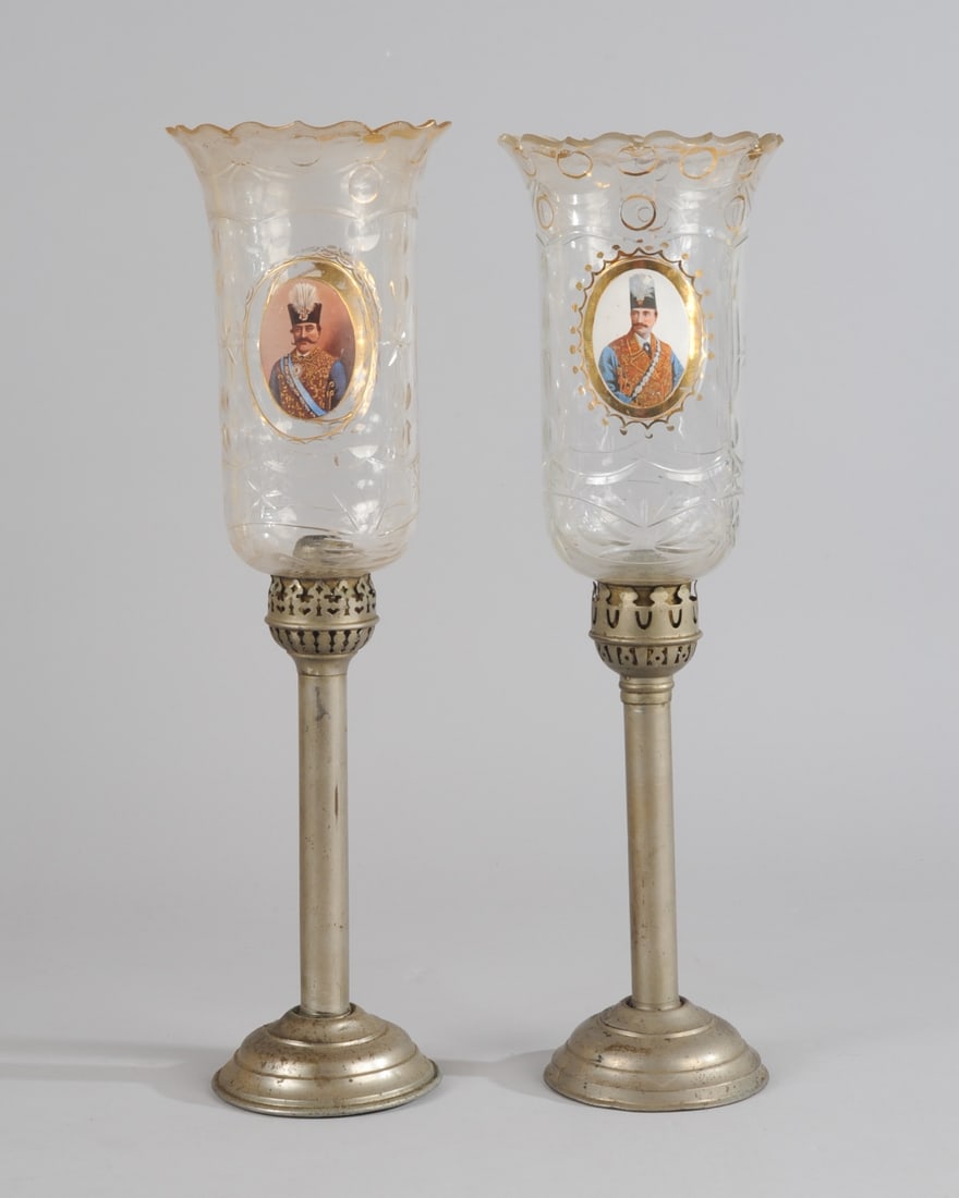Pair Persian Lusters, Portrait Nasser Al-Din Shah (1 of 8)