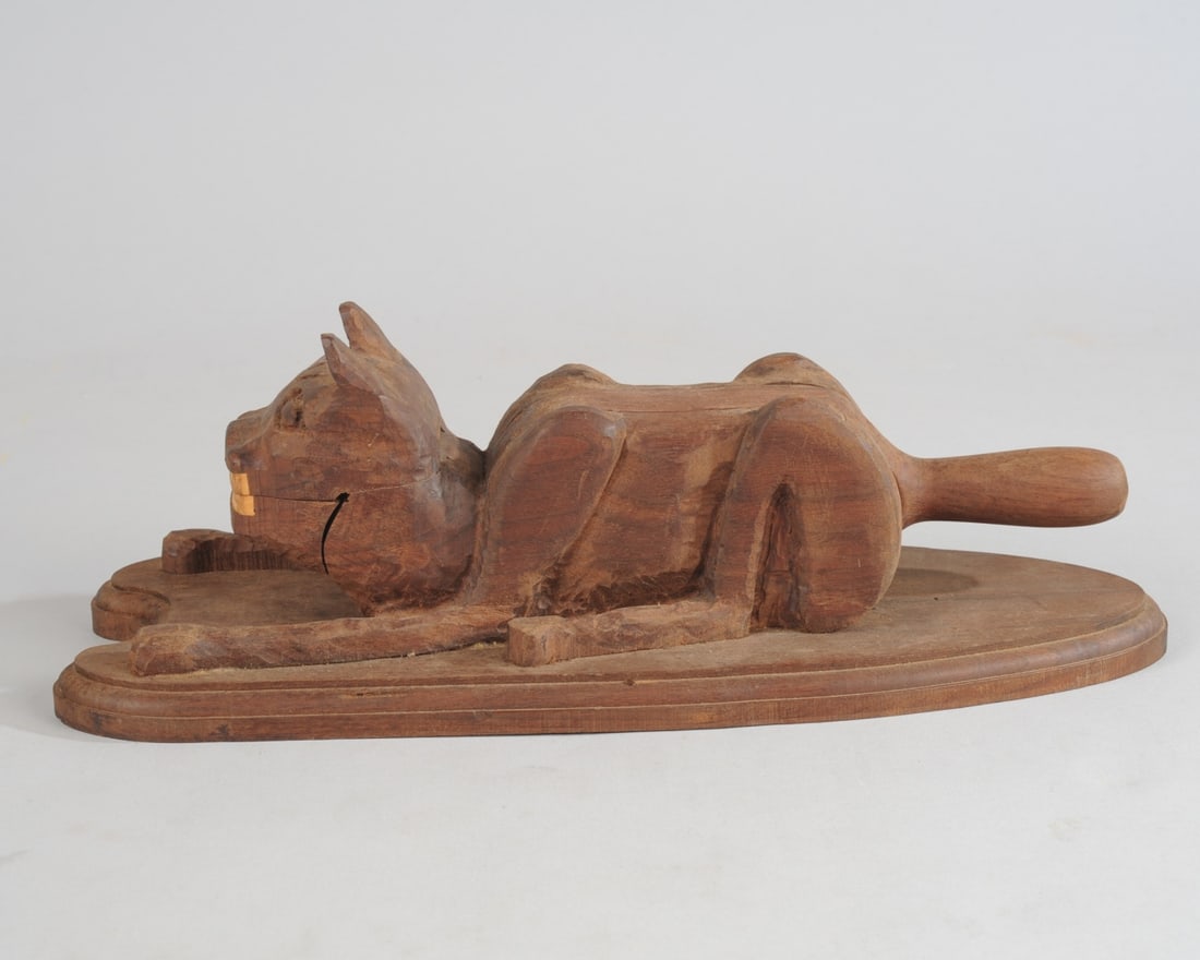 Vintage Folk Carved Cat Form Nut Cracker (1 of 4)