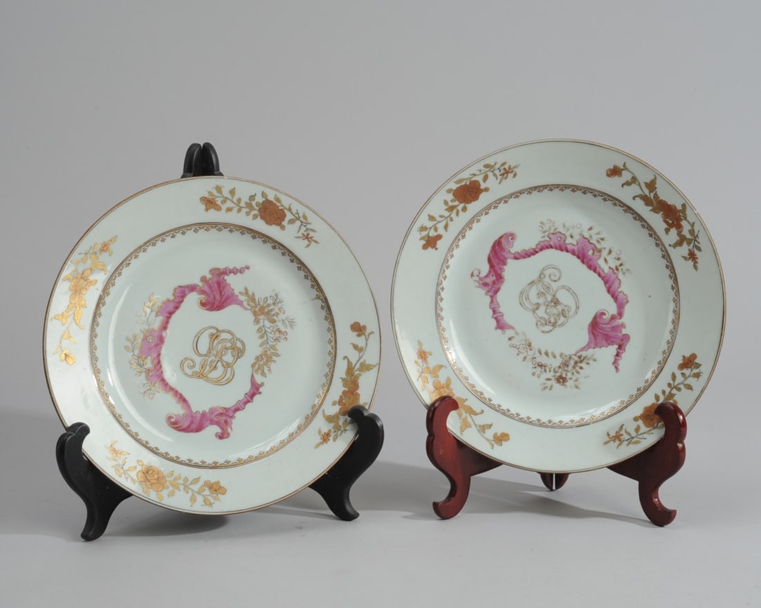 Pair 18th C. Chinese Export Swedish Market Plates (1 of 11)