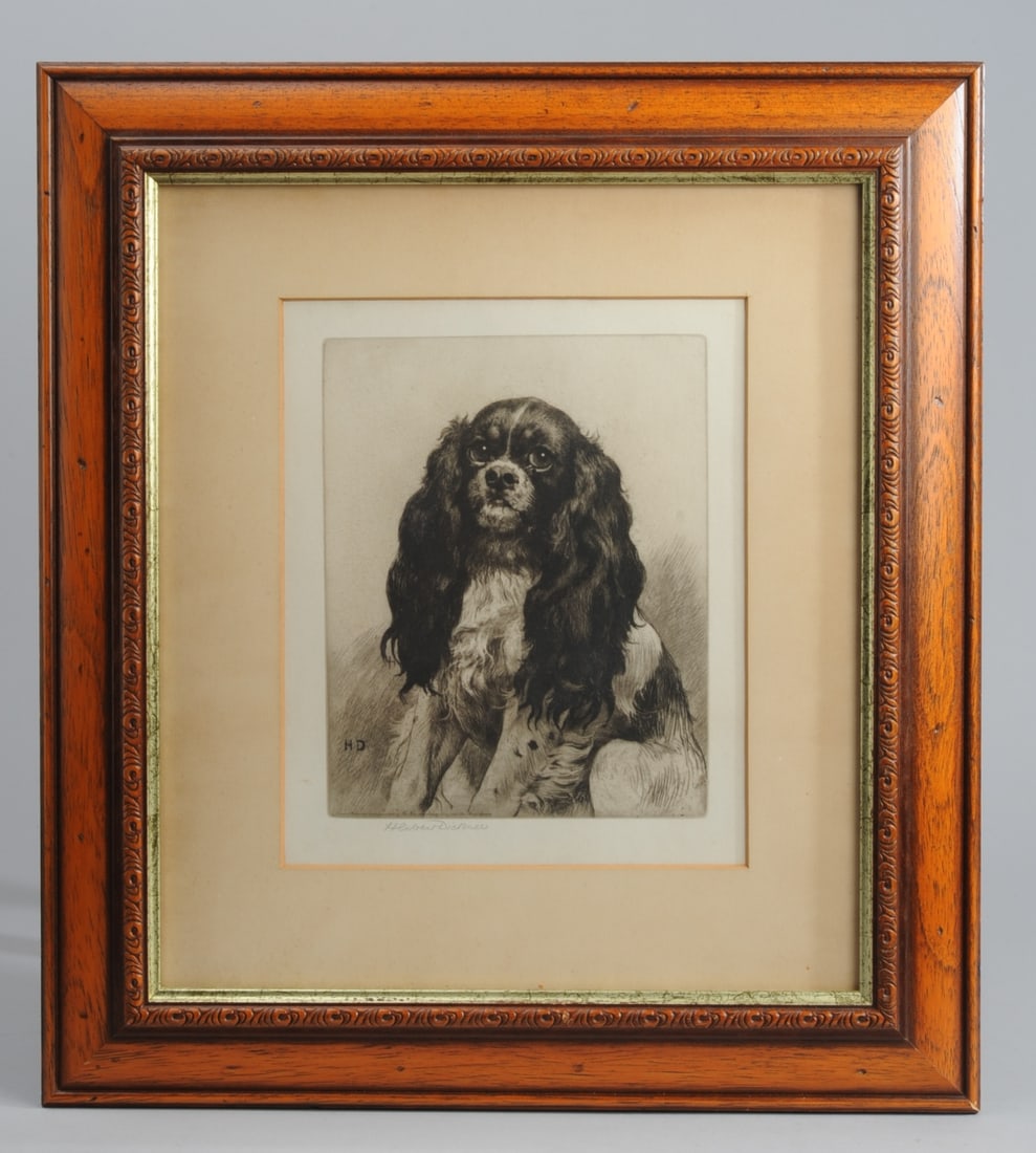 Herbert Dicksee Engraving, King Charles Spaniel (1 of 6)