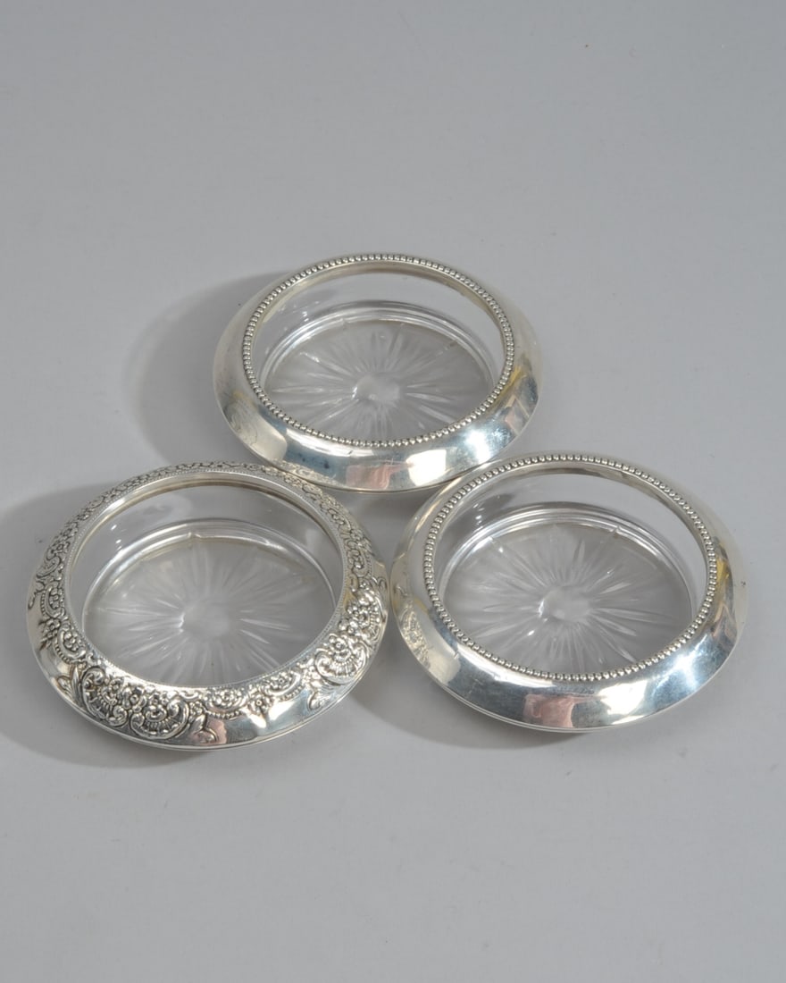 Mixed Group Sterling & Glass Coasters (1 of 4)