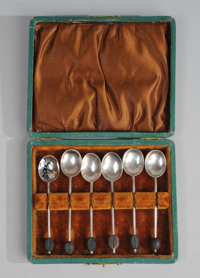 Six English Sterling Coffee Bean Spoons (1 of 4)