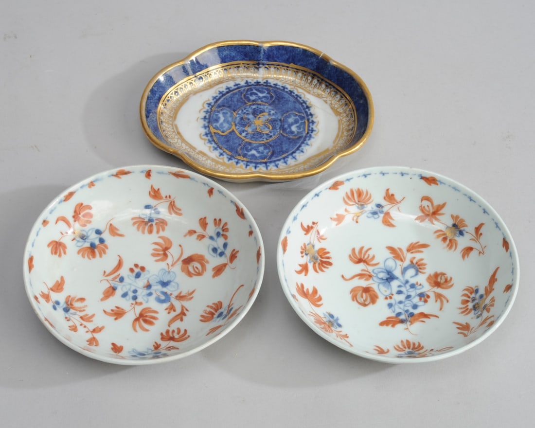 Pr. 18th C. Clobbered Chinese Export Saucers+ (1 of 7)
