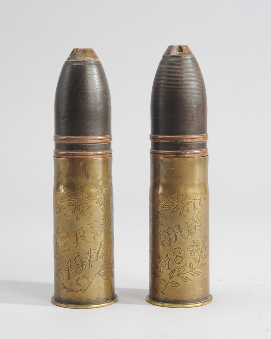 Two WWI Verdun 37mm Trench Shell Art (1 of 3)