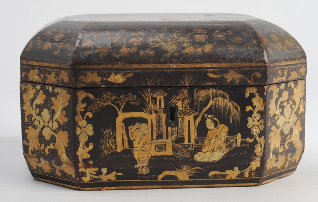 19th C. Chinoiserie Black & Parcel Gilt Box (1 of 6)