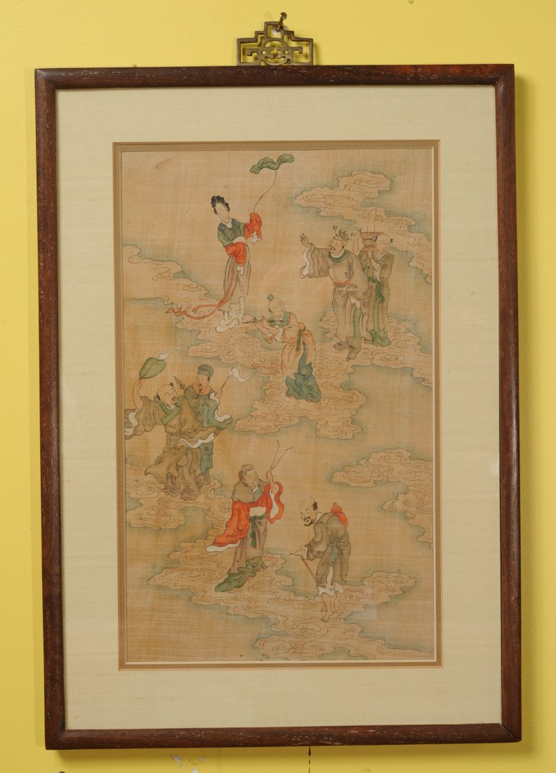 Chinese Framed Painting on Silk of Immortals (1 of 3)