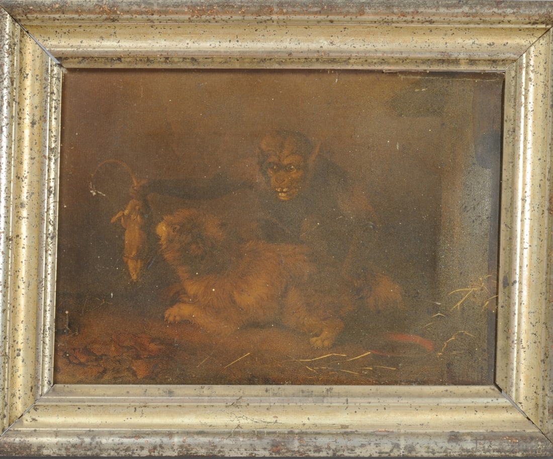 Antique Print on Canvas: Monkey, Dog & Rat (1 of 4)