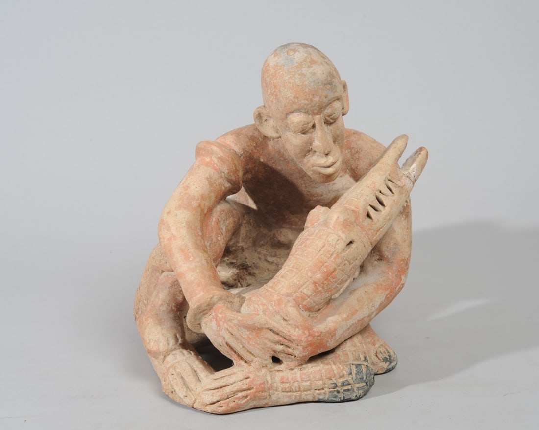 Djenne Style Figure of Man and Crocodile, Mali (1 of 10)