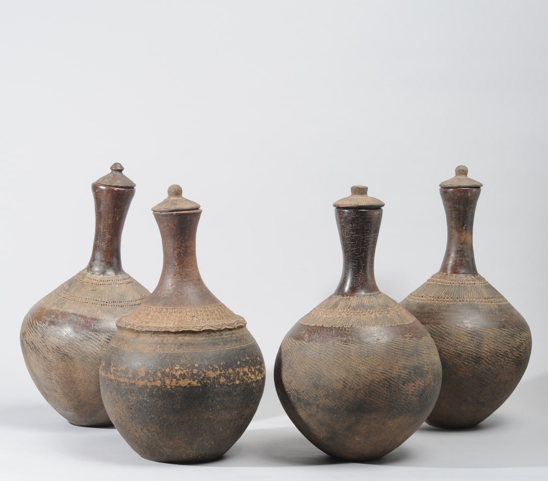 Four Dinka Lidded Pots, Southern Sudan (1 of 11)