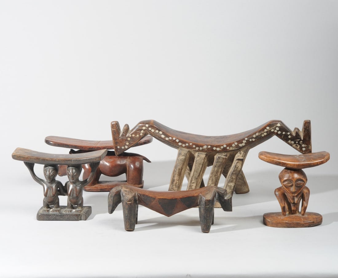Five African Headrests (1 of 7)