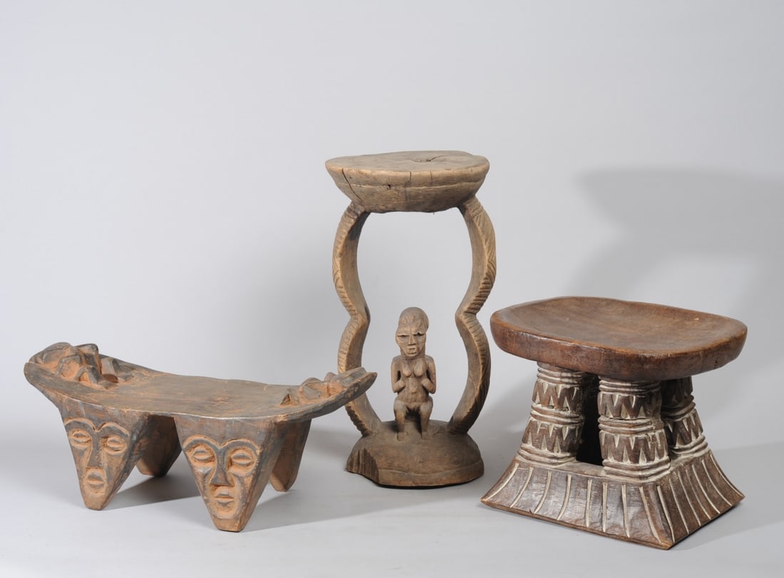 Three African Stools/ Head Rest (1 of 8)