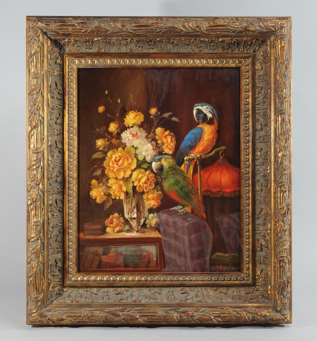 Painting of Parrots, Signed Madarasz (1 of 6)