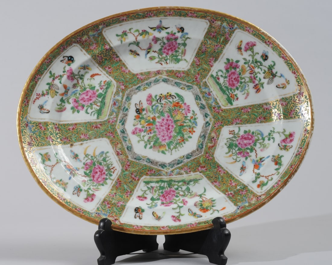 19th C. Chinese Rose Medallion Platter (1 of 6)