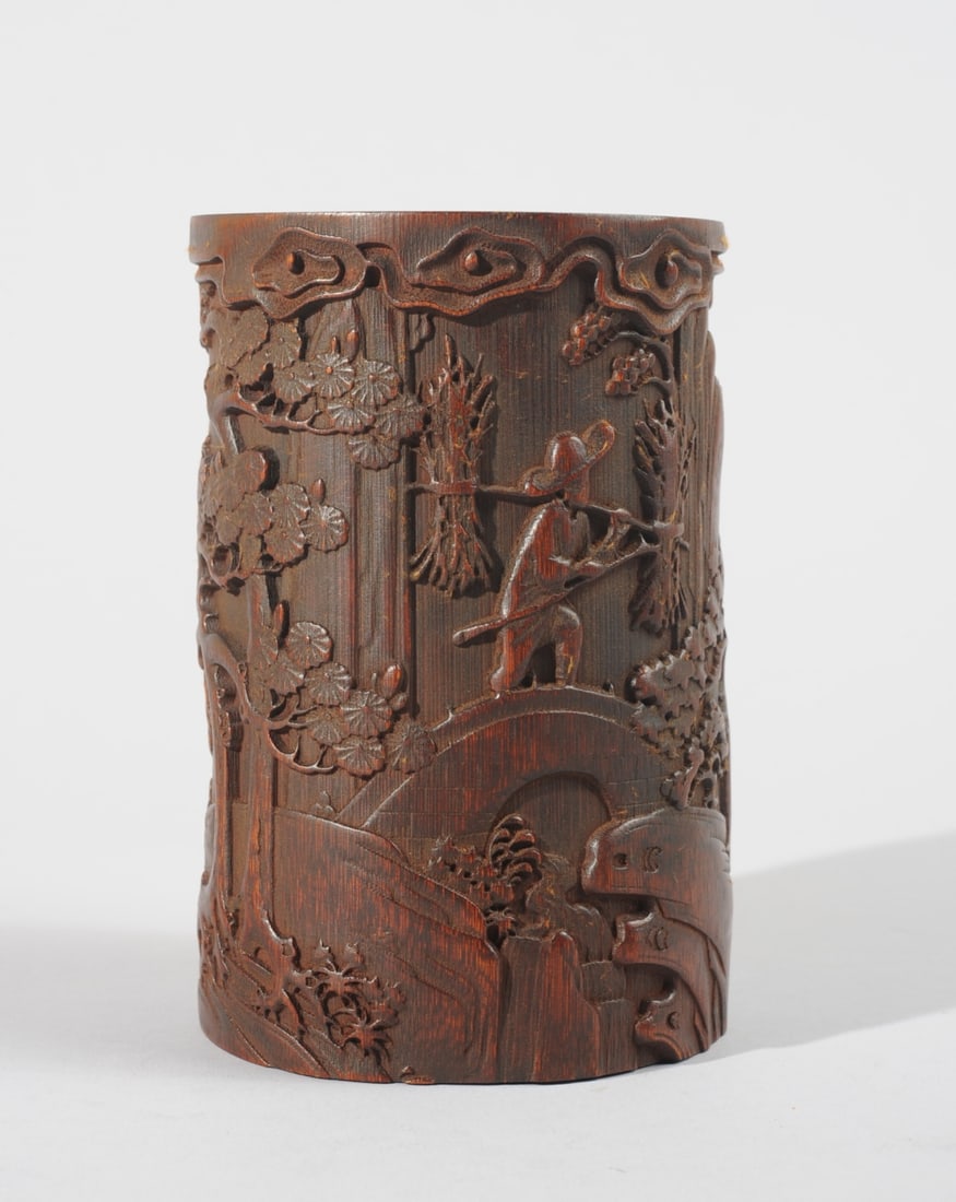 Chinese Carved Bamboo Bitong Brush Pot (1 of 6)