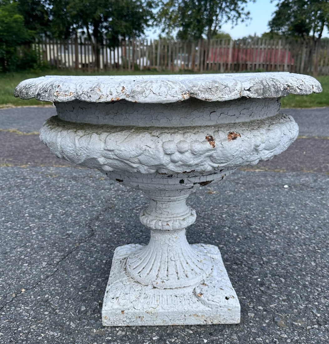 19th C. Cast Iron Georgian Style Garden Urn (1 of 6)