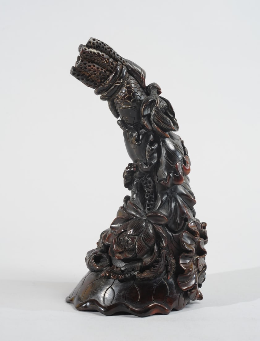 Chinese Carved Buffalo Horn Libation Cup (1 of 6)