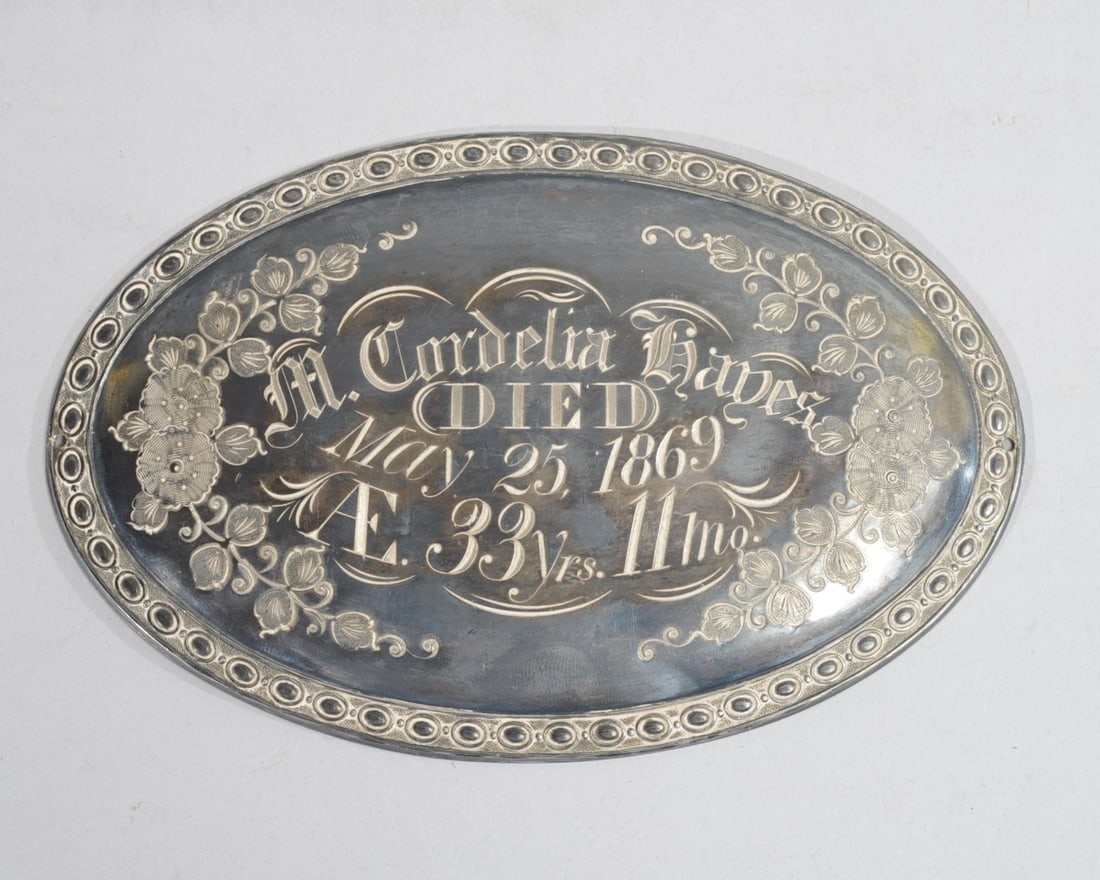19th C. Engraved Silver Plate Coffin Plaque (1 of 2)