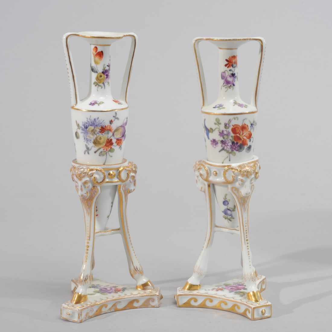 Pair Dresden Amphoras on Tripod Stands (1 of 7)