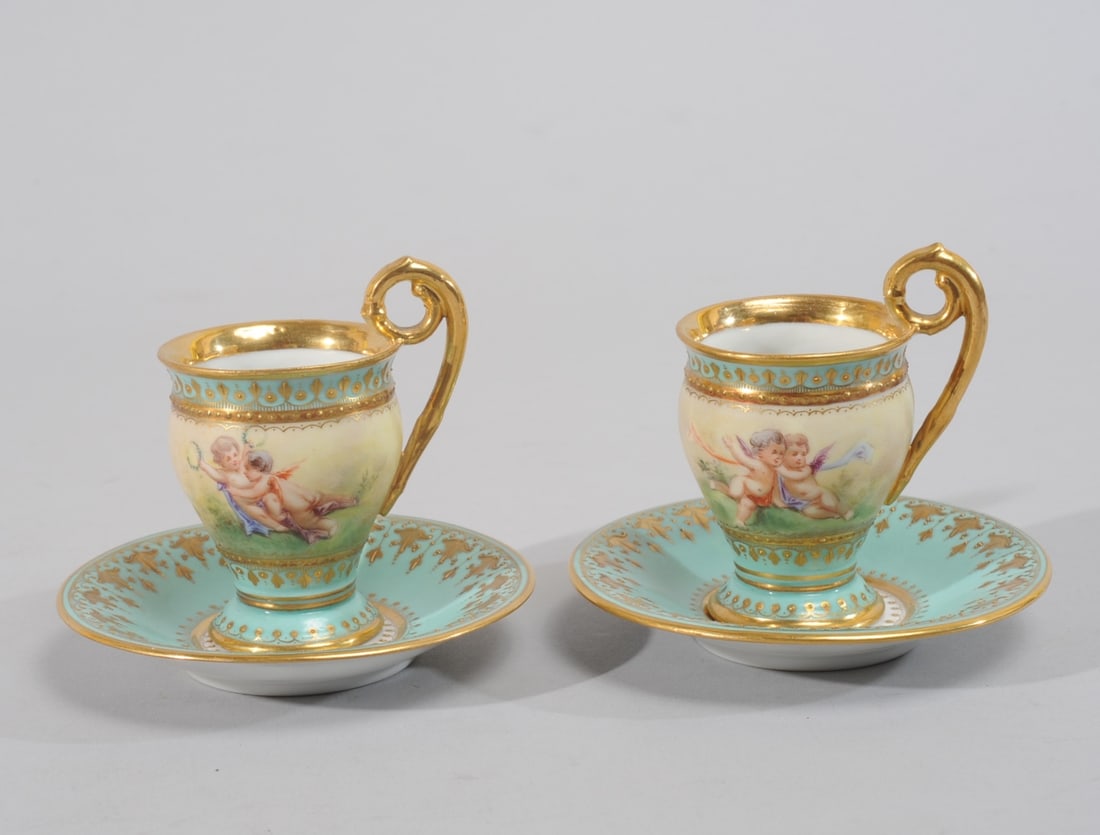 Pair Dresden Richard Klemm Demitasse & Saucers (1 of 7)