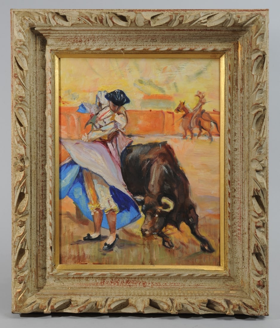 Vintage Oil Painting of Matador & Bull (1 of 7)