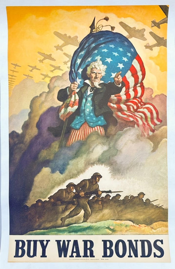 Orig. WW2  Poster 1942 N. C. Wyeth:  BUY WAR BONDS (1 of 3)