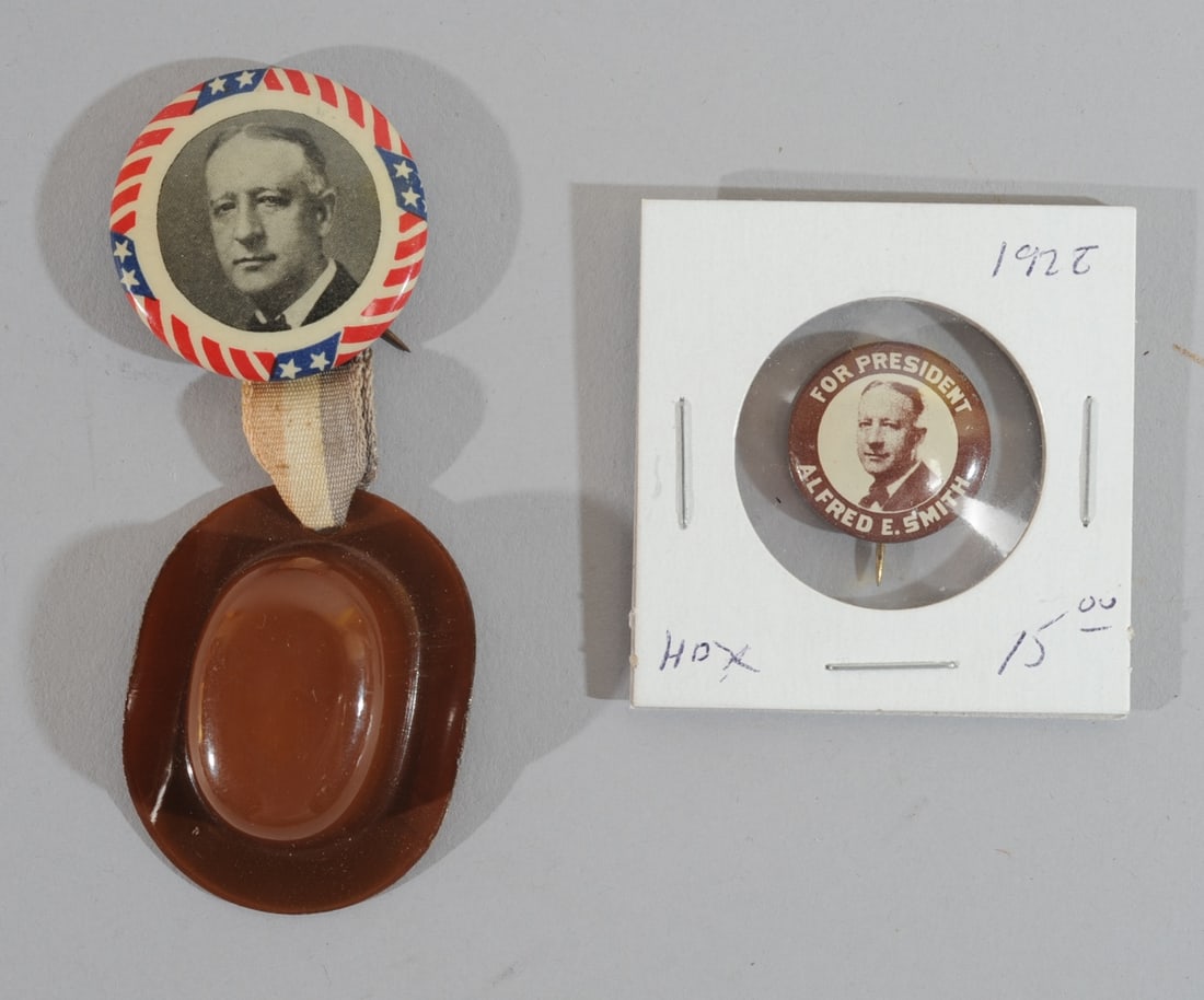 2 Alfred E. Smith Presidential Campaign Buttons (1 of 5)