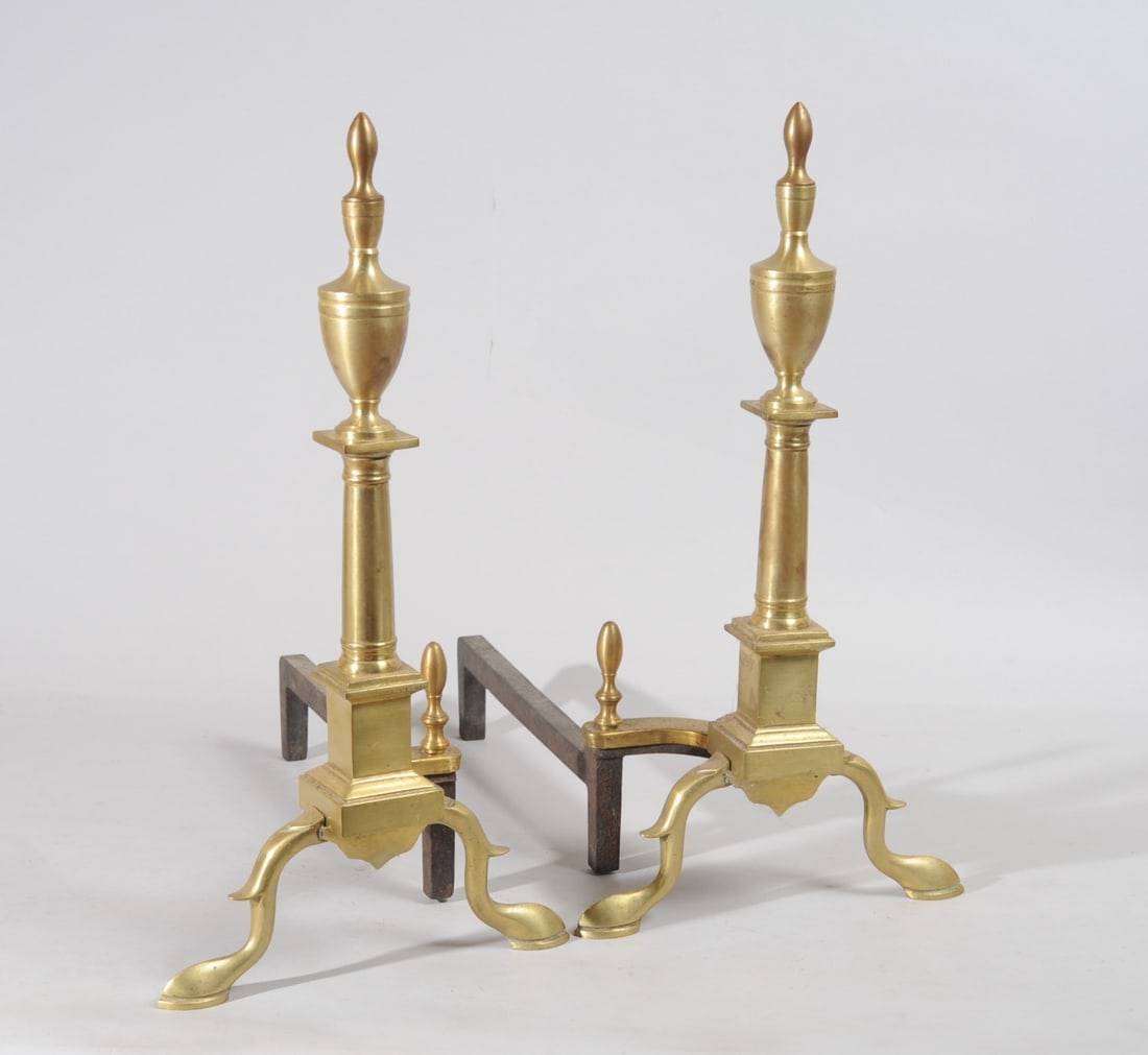 Pair Federal Style Brass Andirons (1 of 4)